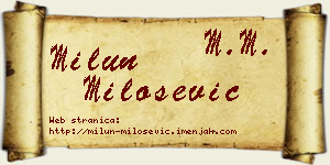 Milun Milošević vizit kartica